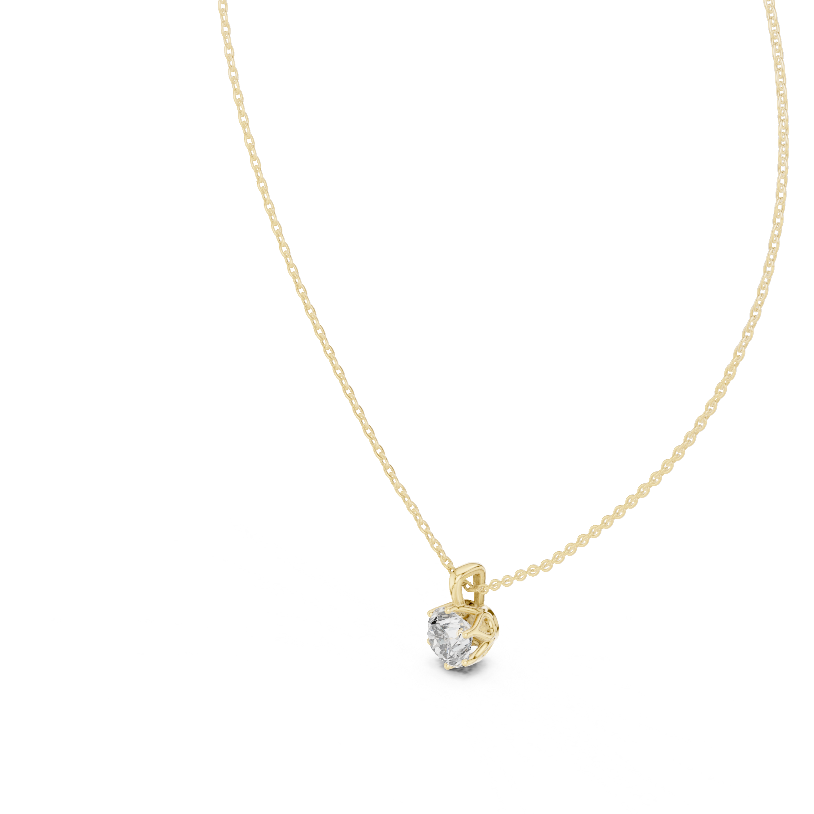 Classic round cut solitaire diamond pendant in gold with lab grown diamond by Signora Jewels