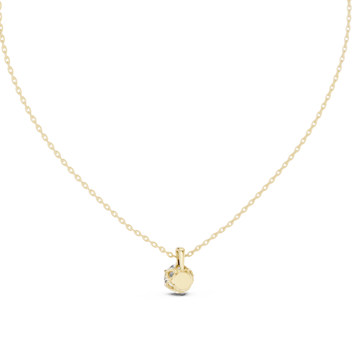 Classic round cut solitaire diamond pendant in gold with lab grown diamond by Signora Jewels