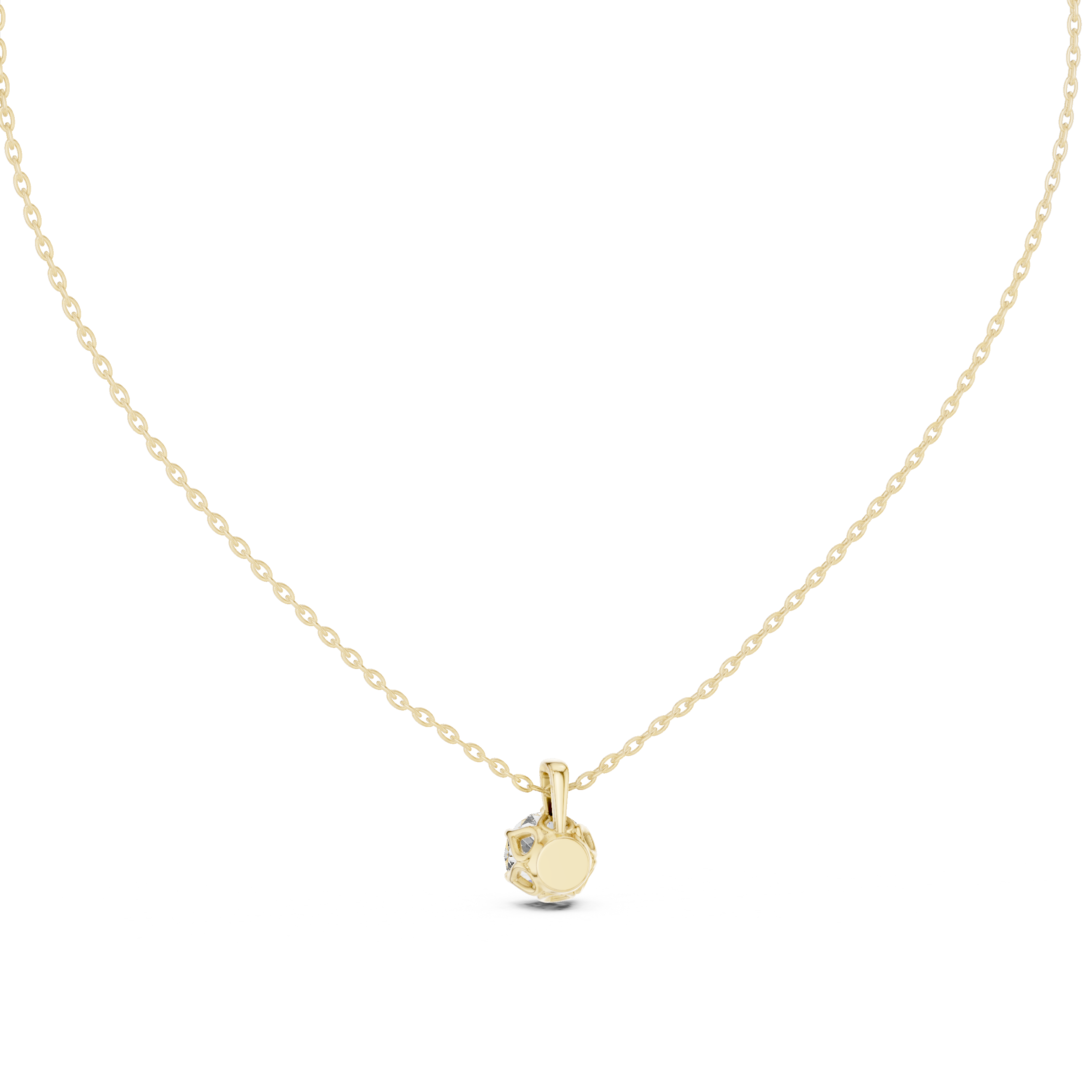 Classic round cut solitaire diamond pendant in gold with lab grown diamond by Signora Jewels