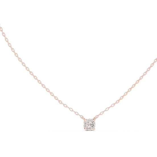 round lab grown diamond floating solitaire pendant in rose gold