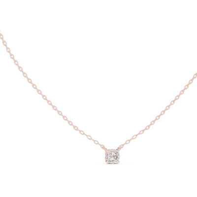 Minimal round cut solitaire diamond pendant in gold with lab grown diamond by Signora Jewels