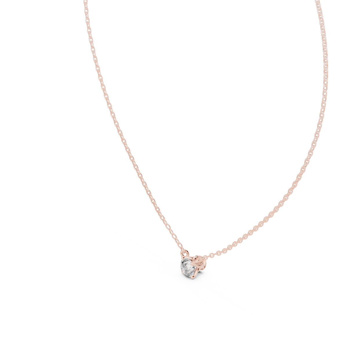 Minimal round cut solitaire diamond pendant in gold with lab grown diamond by Signora Jewels