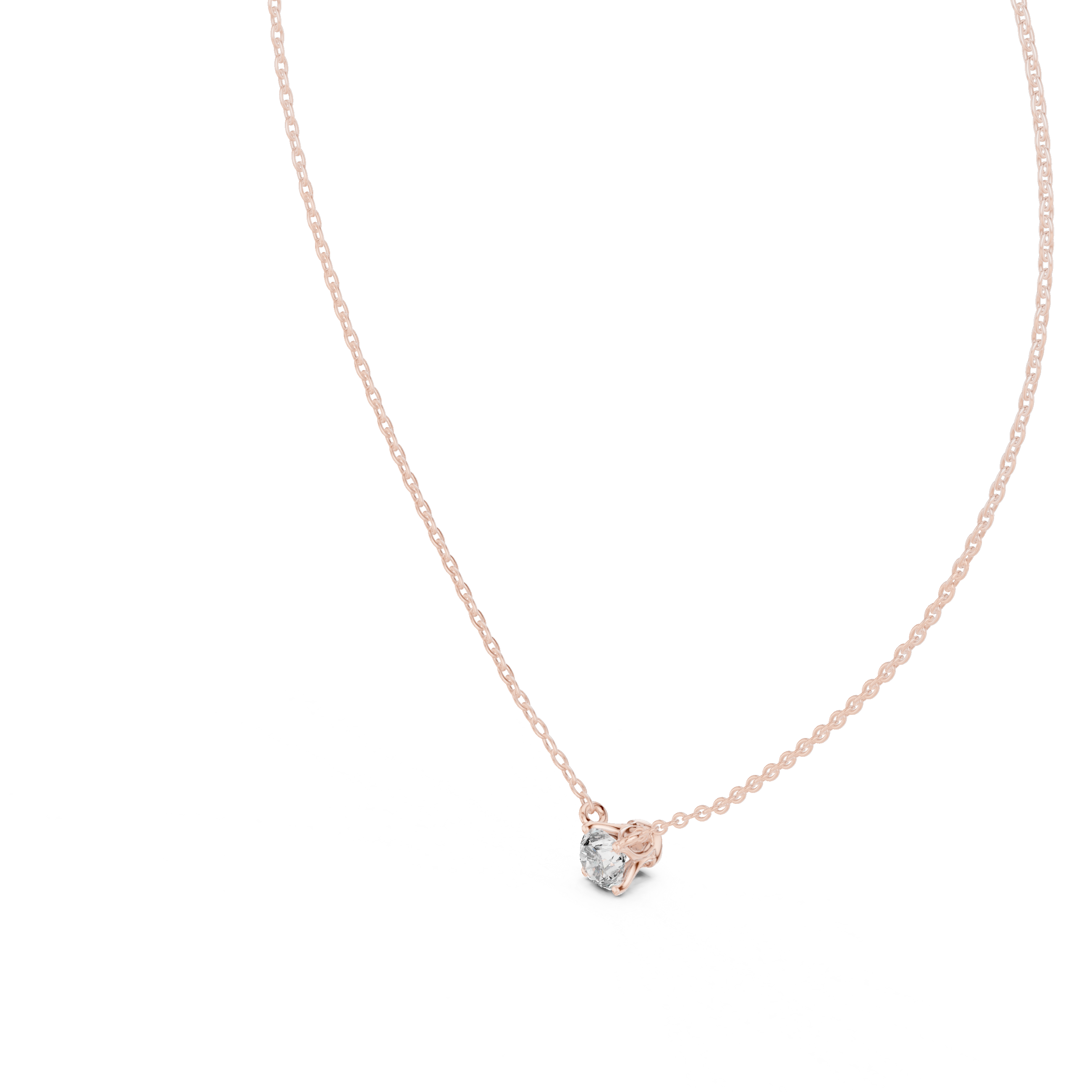 Minimal round cut solitaire diamond pendant in gold with lab grown diamond by Signora Jewels