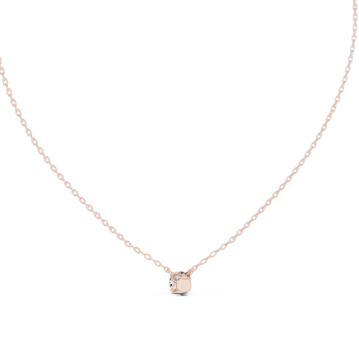 Minimal round cut solitaire diamond pendant in gold with lab grown diamond by Signora Jewels