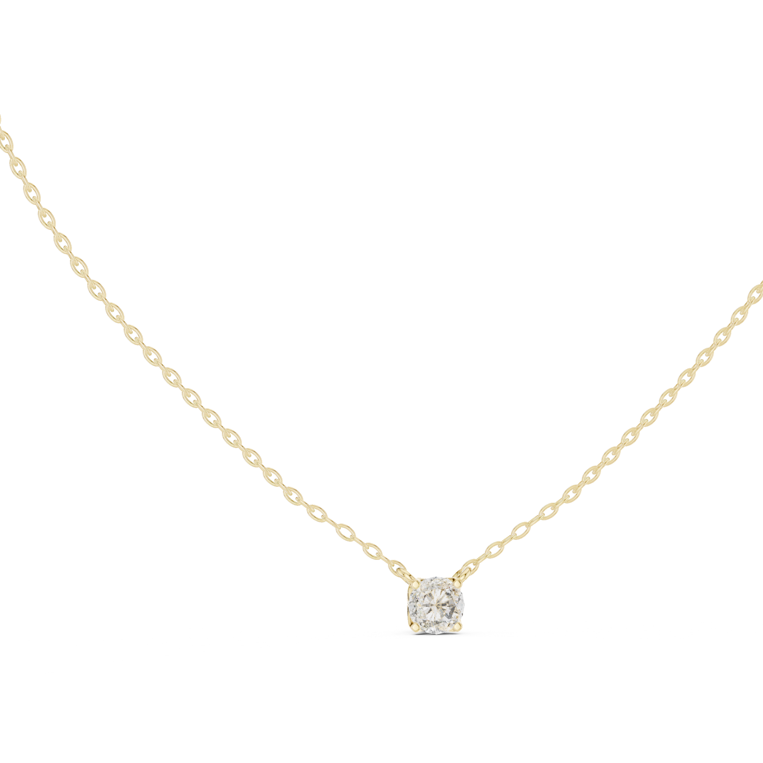 Minimal round cut solitaire diamond pendant in gold with lab grown diamond by Signora Jewels