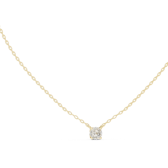round lab grown diamond floating solitaire pendant in yellow gold