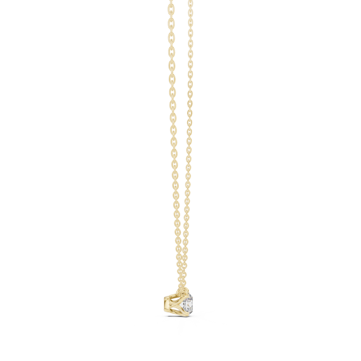 Minimal round cut solitaire diamond pendant in gold with lab grown diamond by Signora Jewels