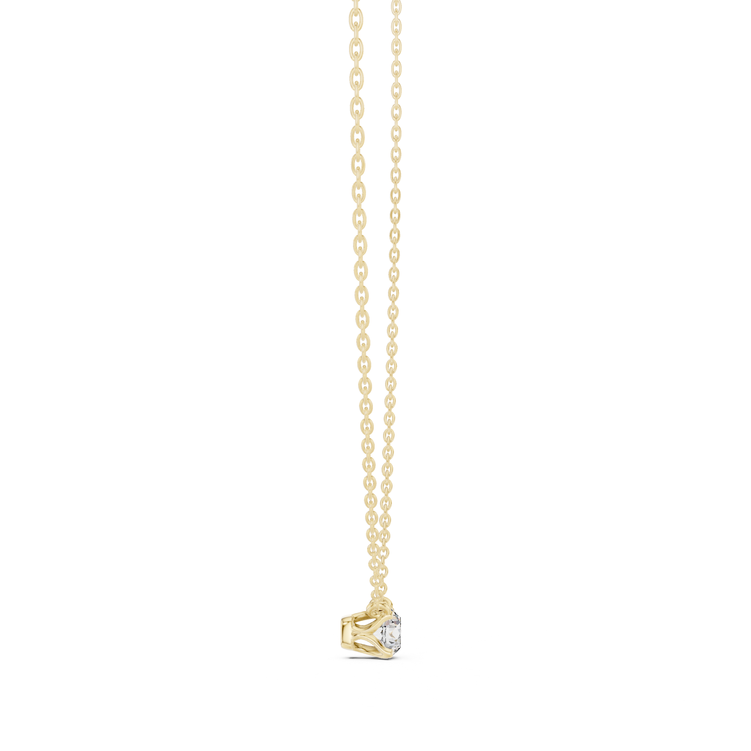 Minimal round cut solitaire diamond pendant in gold with lab grown diamond by Signora Jewels