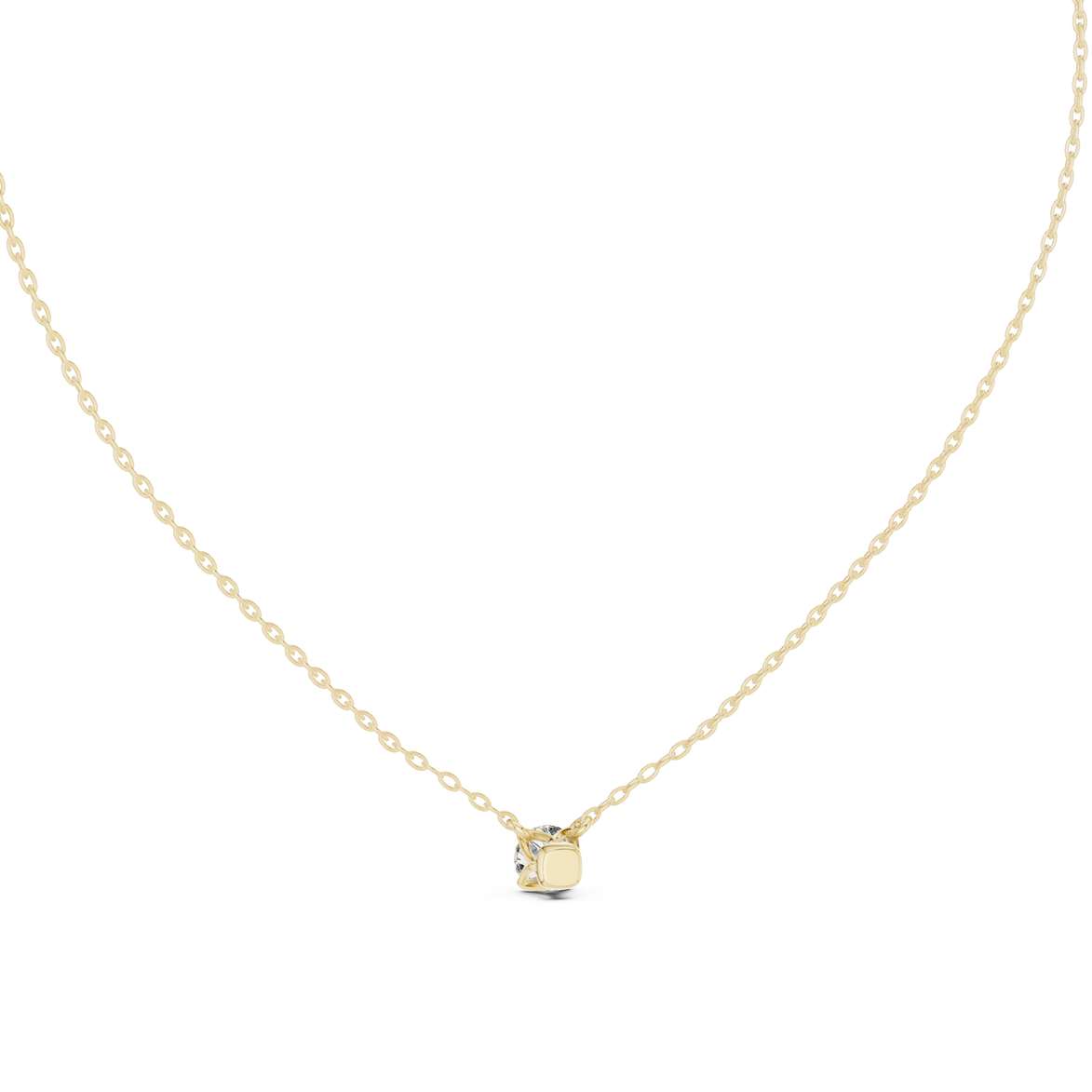 Minimal round cut solitaire diamond pendant in gold with lab grown diamond by Signora Jewels