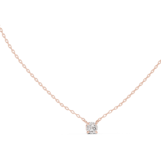 round lab grown diamond minimal prong pendant in rose gold