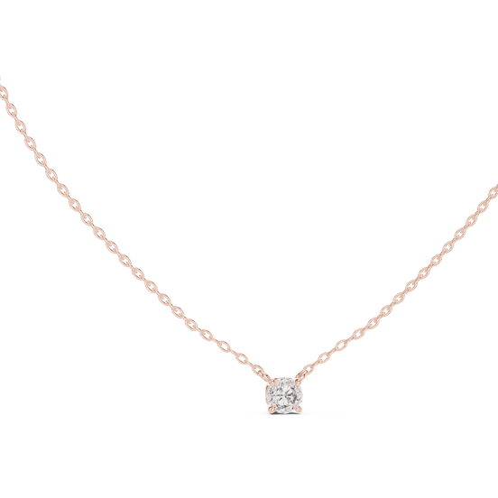 round lab grown diamond minimal prong pendant in rose gold