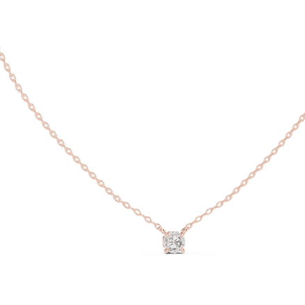 Minimal round cut solitaire diamond pendant in gold with lab grown diamond by Signora Jewels