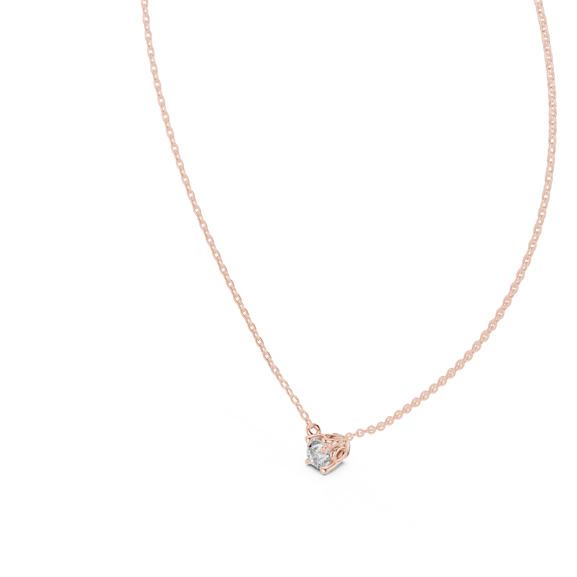 Minimal round cut solitaire diamond pendant in gold with lab grown diamond by Signora Jewels