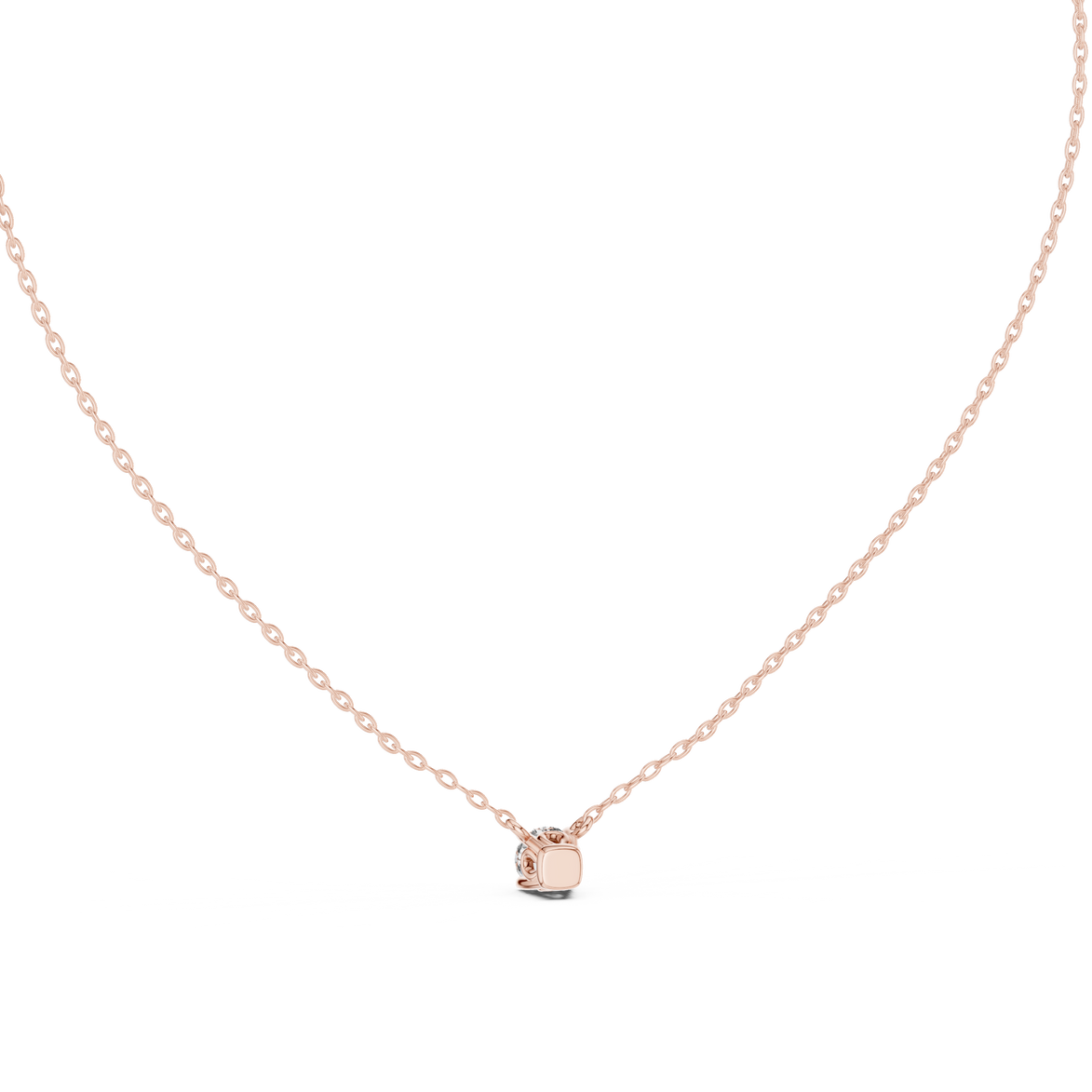Minimal round cut solitaire diamond pendant in gold with lab grown diamond by Signora Jewels