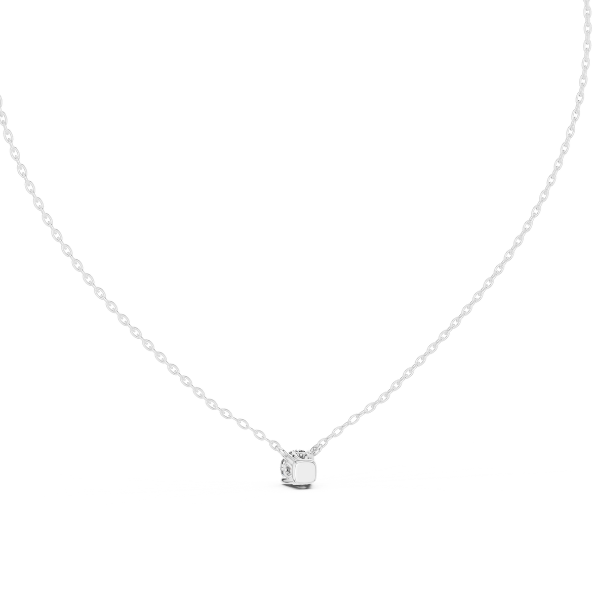 Minimal round cut solitaire diamond pendant in gold with lab grown diamond by Signora Jewels