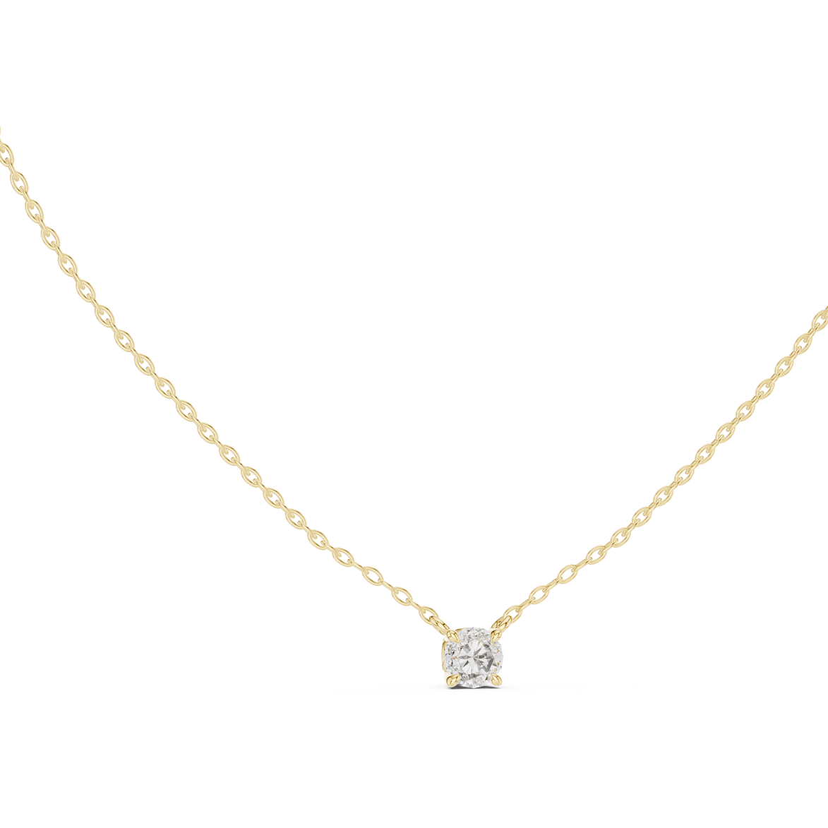 Minimal round cut solitaire diamond pendant in gold with lab grown diamond by Signora Jewels
