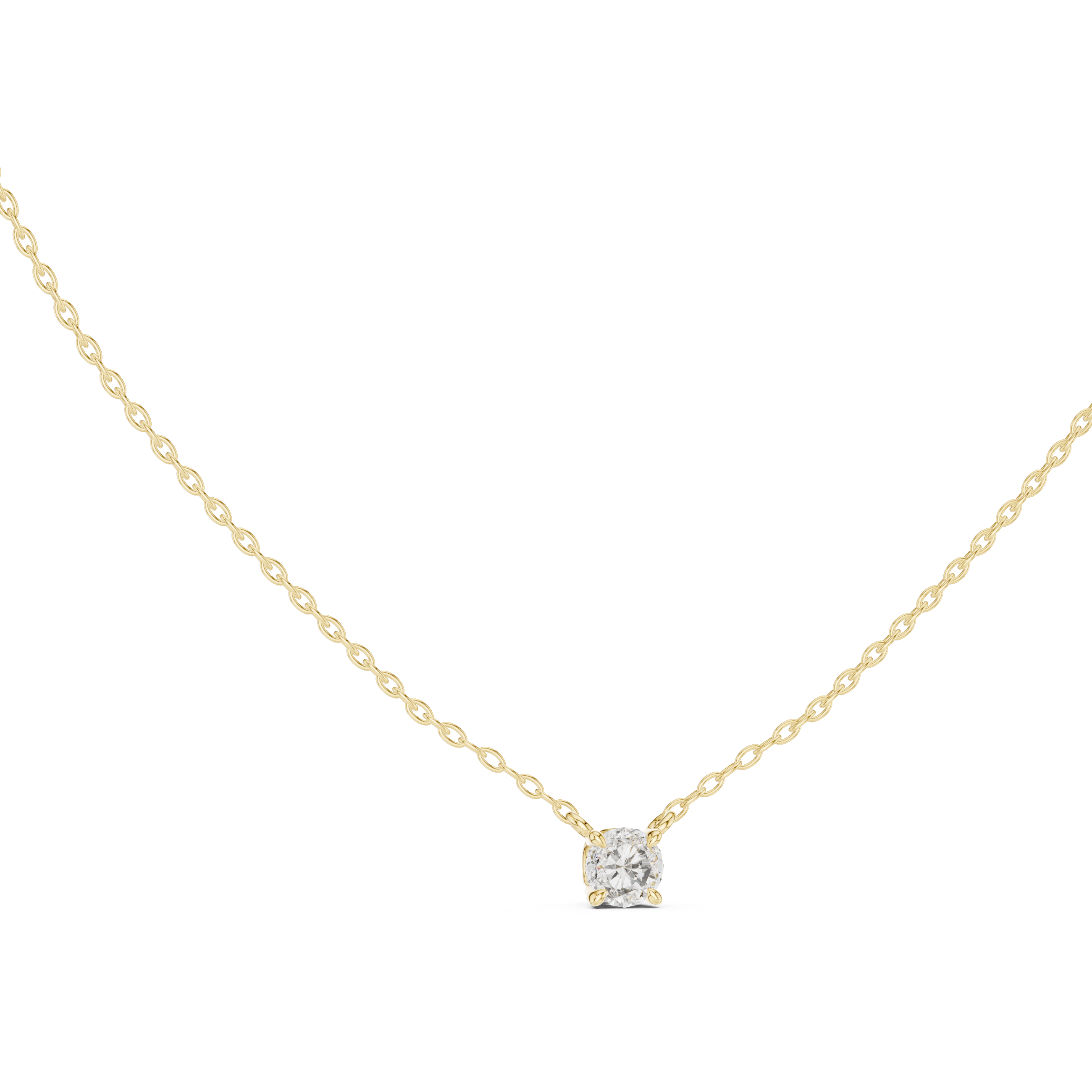 Minimal round cut solitaire diamond pendant in gold with lab grown diamond by Signora Jewels
