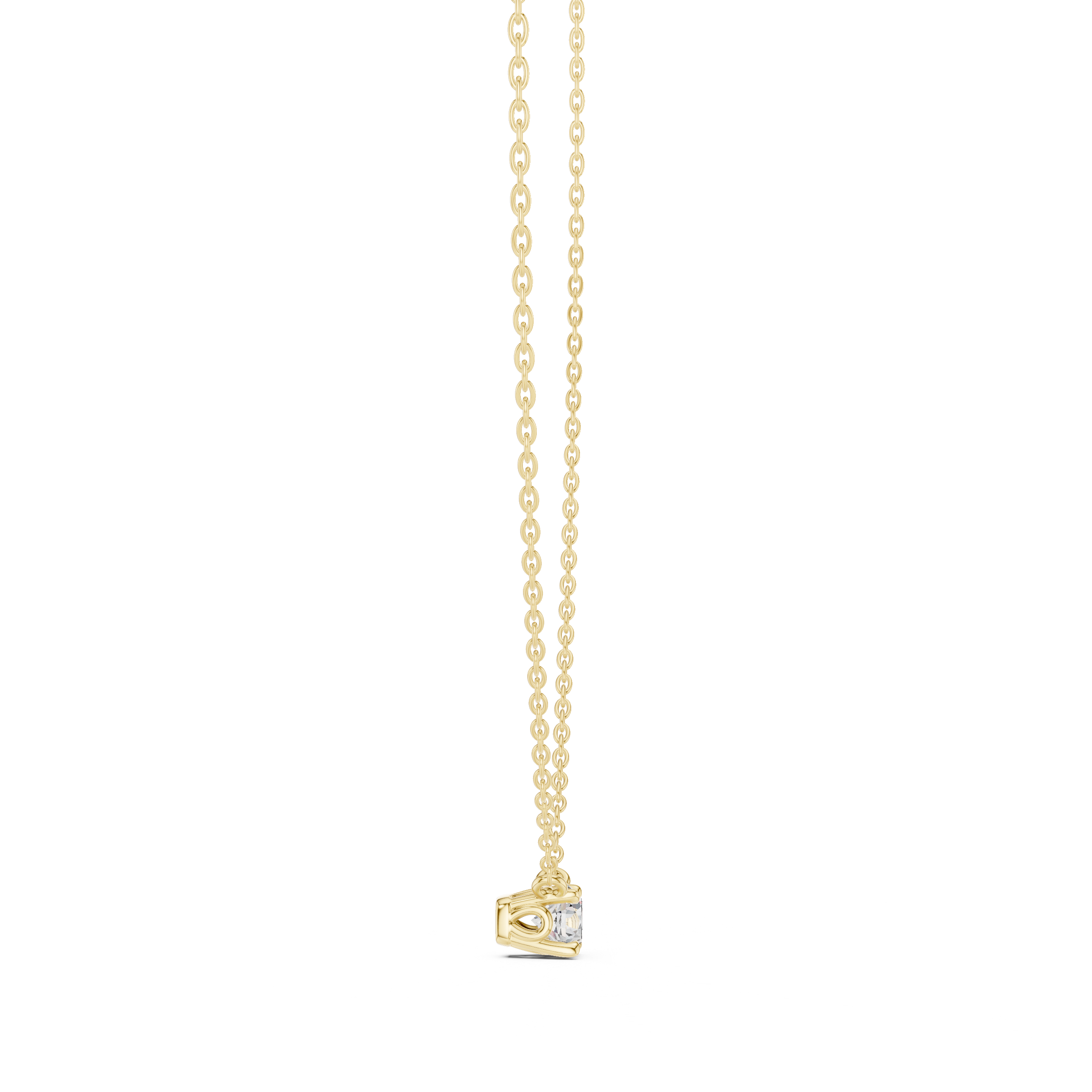 Minimal round cut solitaire diamond pendant in gold with lab grown diamond by Signora Jewels