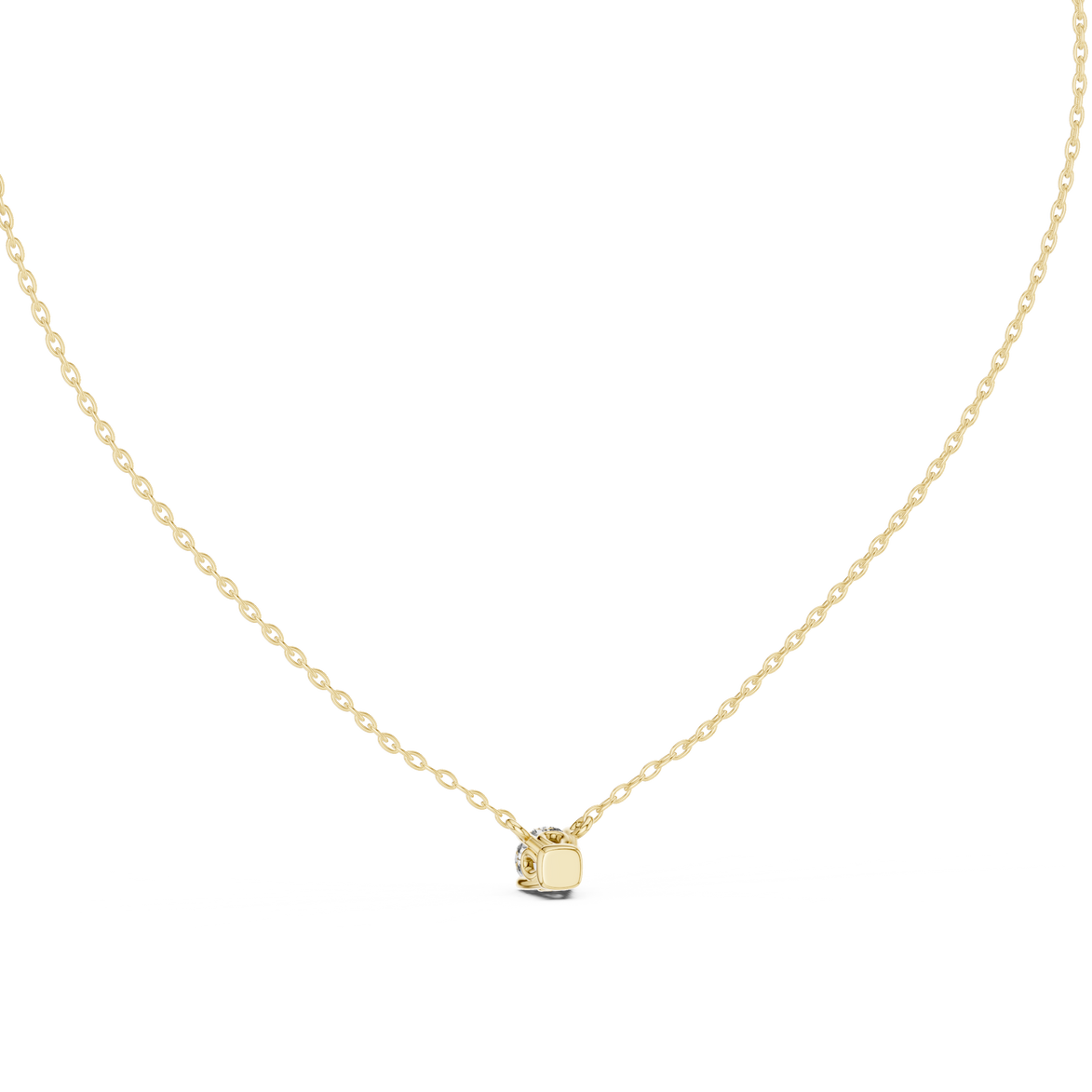 Minimal round cut solitaire diamond pendant in gold with lab grown diamond by Signora Jewels
