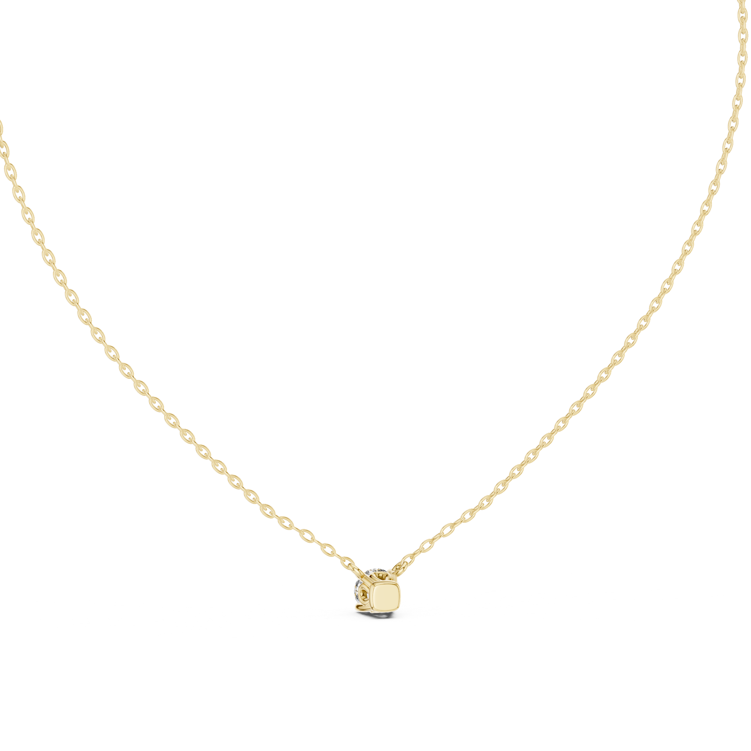 Minimal round cut solitaire diamond pendant in gold with lab grown diamond by Signora Jewels