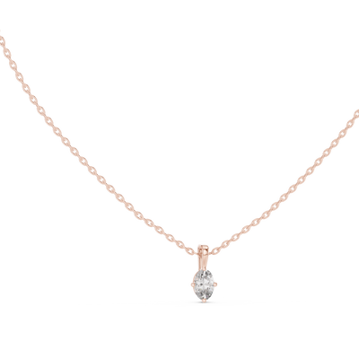 Minimal oval cut solitaire diamond pendant in gold with lab grown diamond by Signora Jewels