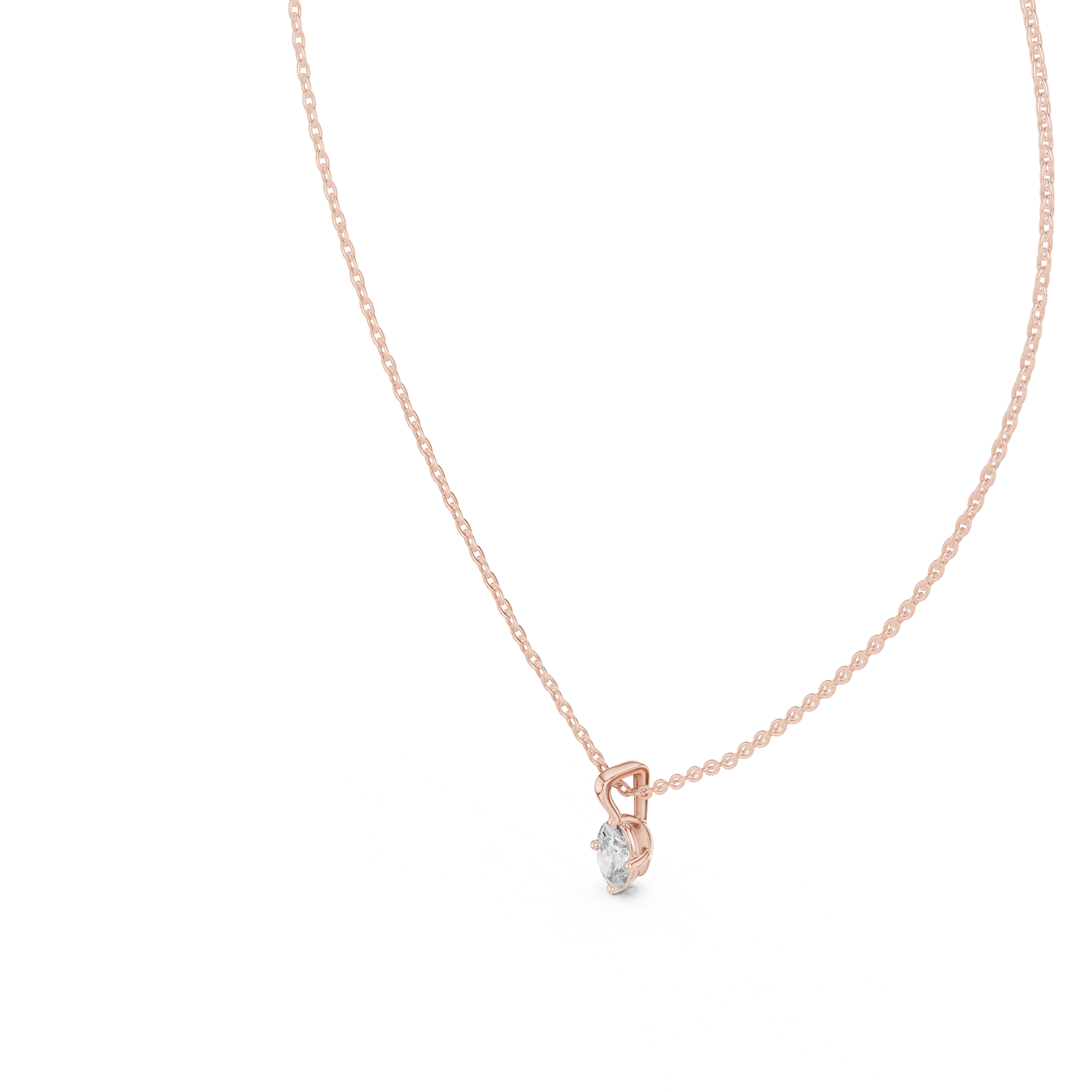 Minimal oval cut solitaire diamond pendant in gold with lab grown diamond by Signora Jewels
