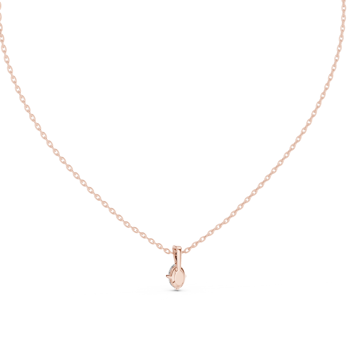 Minimal oval cut solitaire diamond pendant in gold with lab grown diamond by Signora Jewels