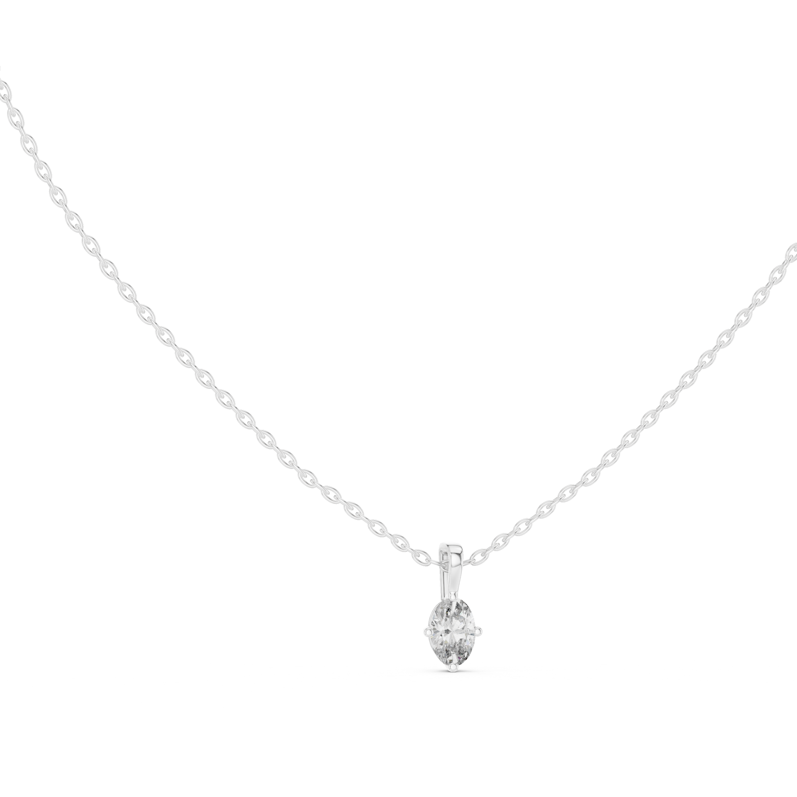 Minimal oval cut solitaire diamond pendant in gold with lab grown diamond by Signora Jewels