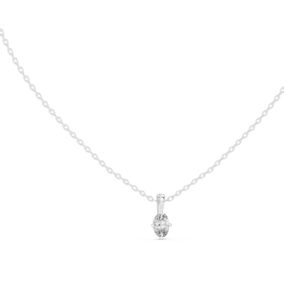 Minimal oval cut solitaire diamond pendant in gold with lab grown diamond by Signora Jewels