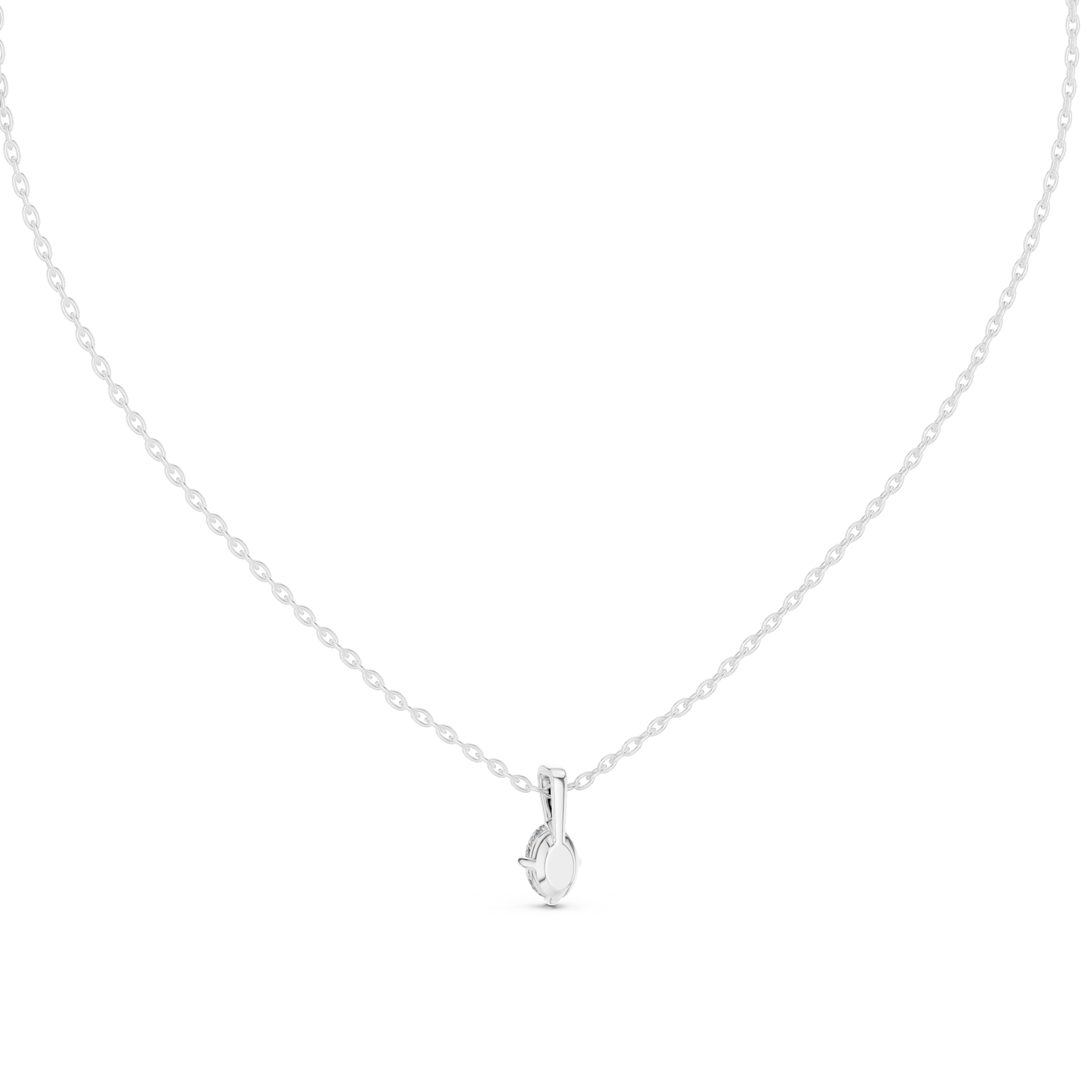 Minimal oval cut solitaire diamond pendant in gold with lab grown diamond by Signora Jewels