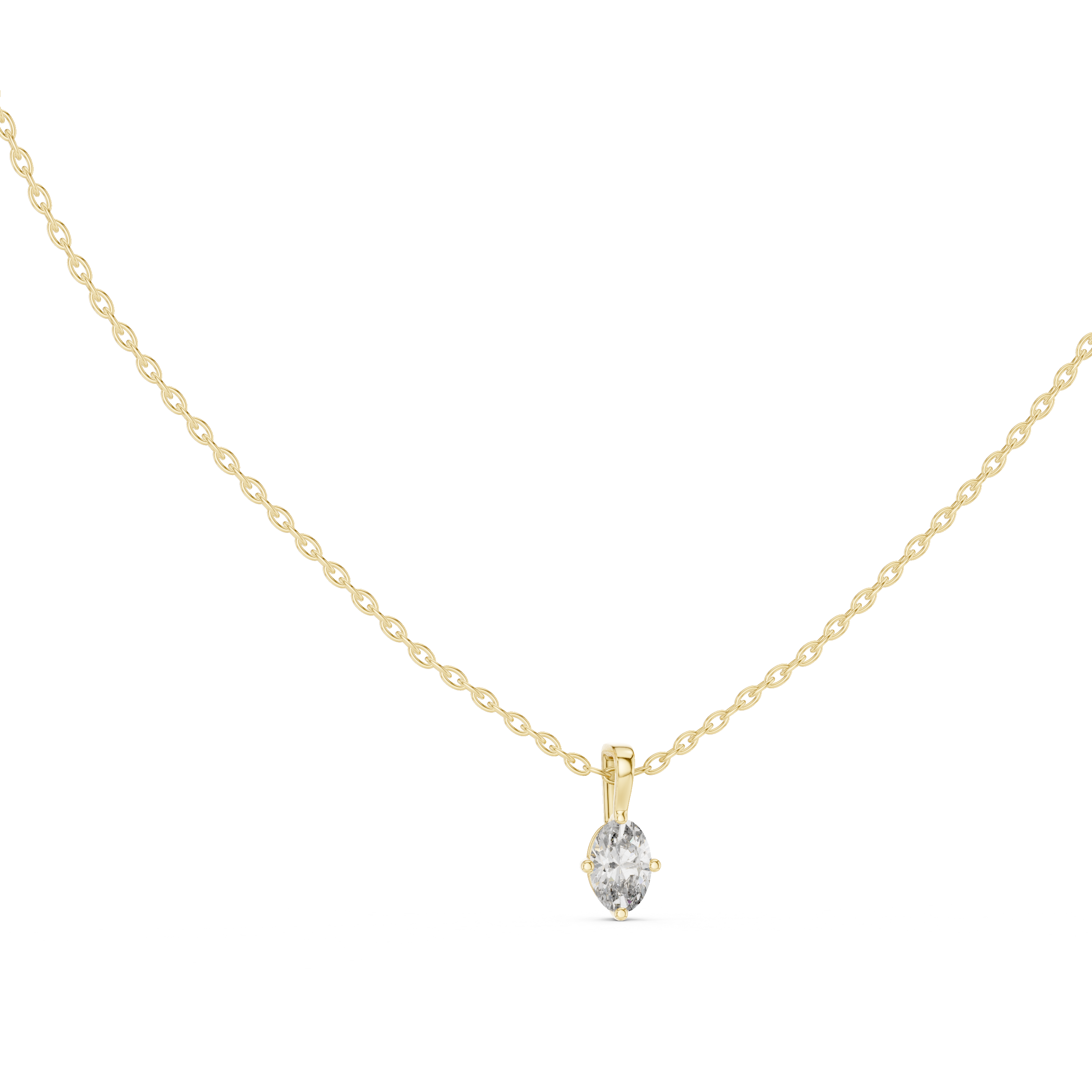 Minimal oval cut solitaire diamond pendant in gold with lab grown diamond by Signora Jewels