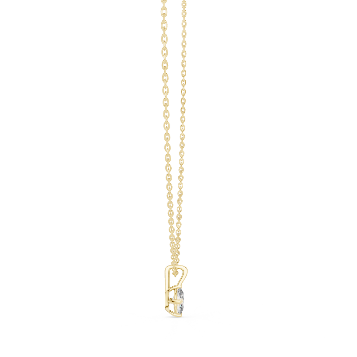 Minimal oval cut solitaire diamond pendant in gold with lab grown diamond by Signora Jewels