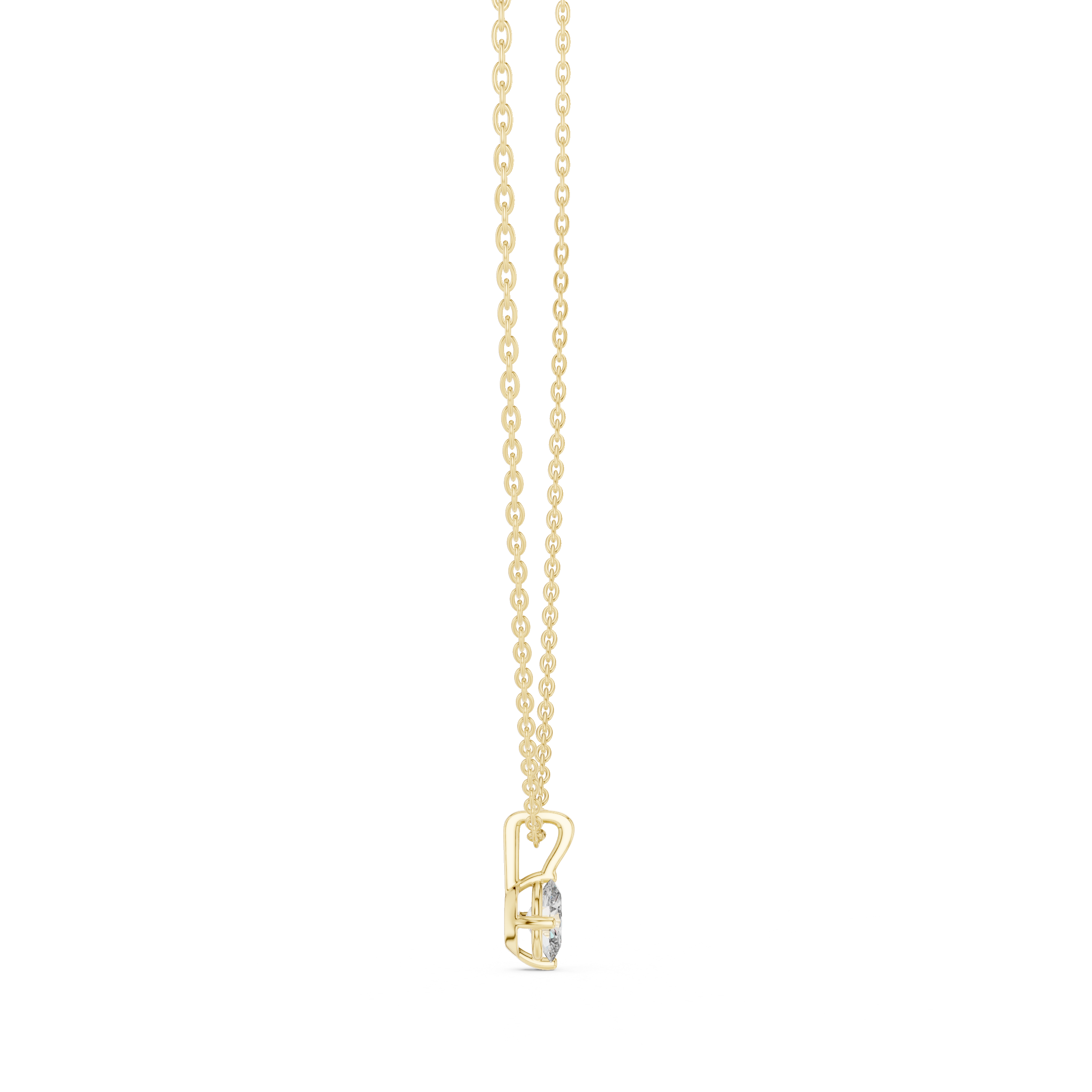 Minimal oval cut solitaire diamond pendant in gold with lab grown diamond by Signora Jewels