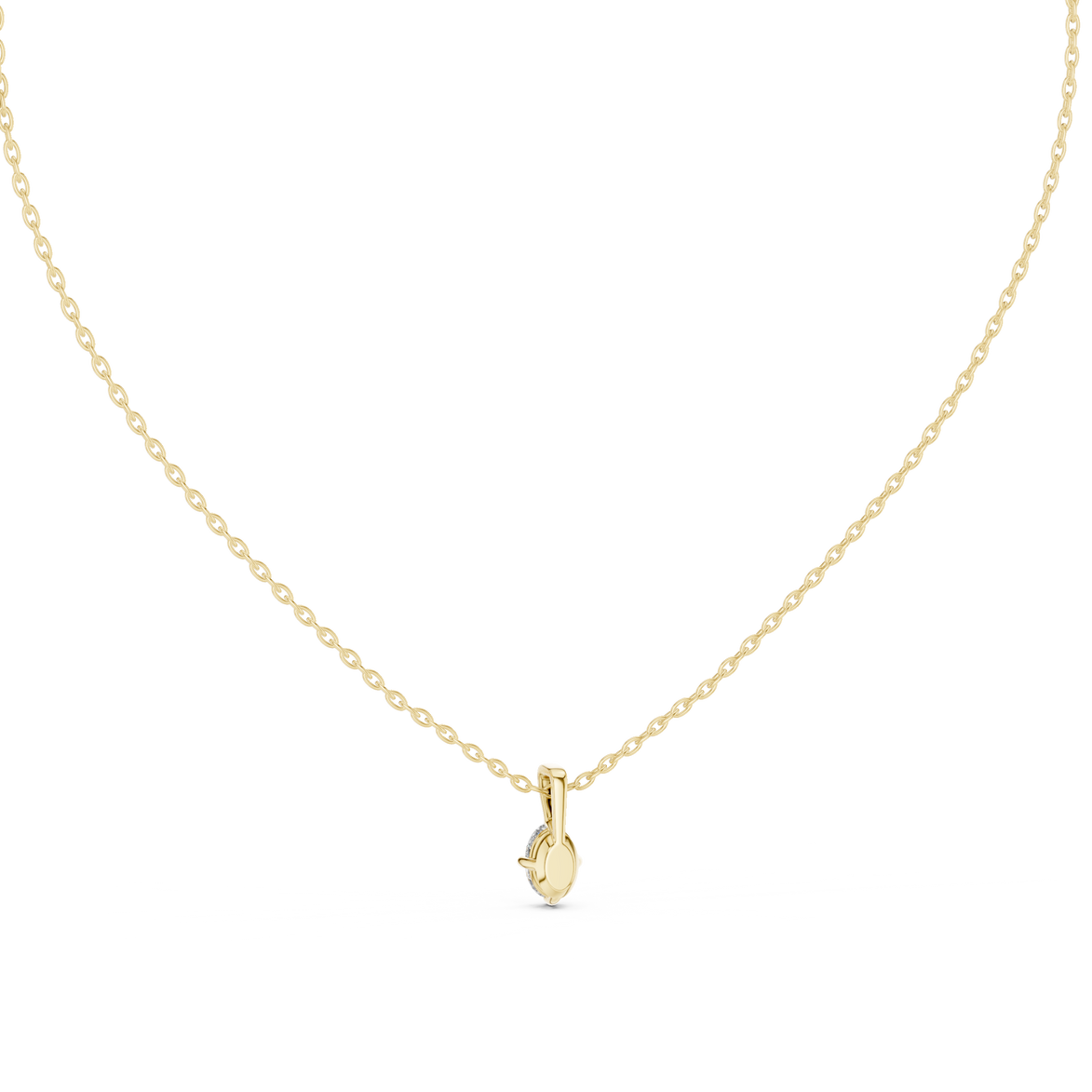 Minimal oval cut solitaire diamond pendant in gold with lab grown diamond by Signora Jewels