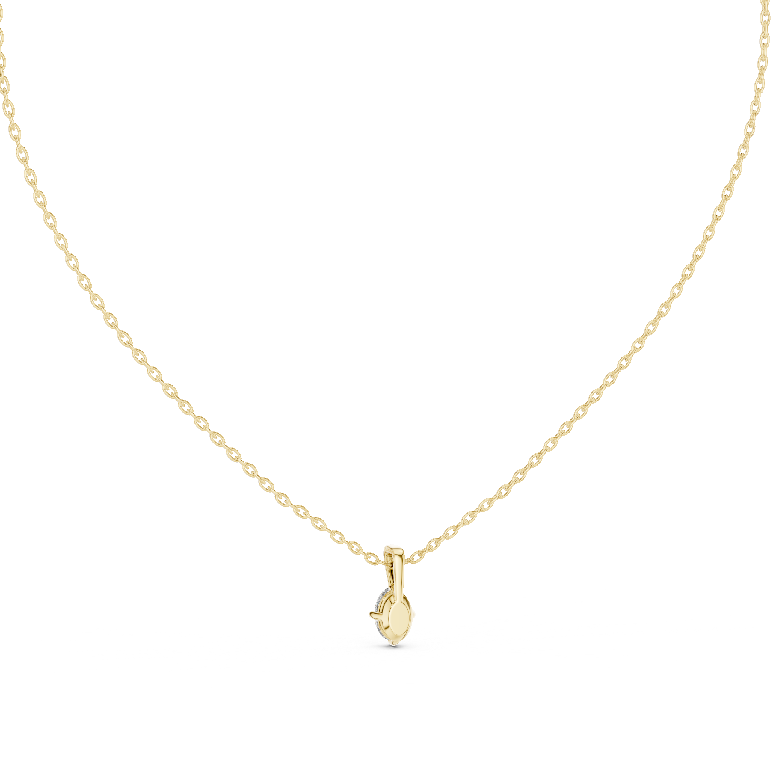 Minimal oval cut solitaire diamond pendant in gold with lab grown diamond by Signora Jewels