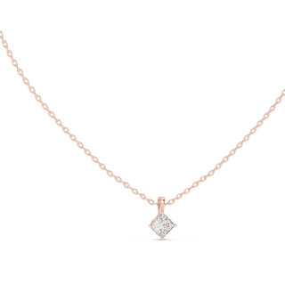 Princess lab grown diamond solitaire pendant in Rose Gold