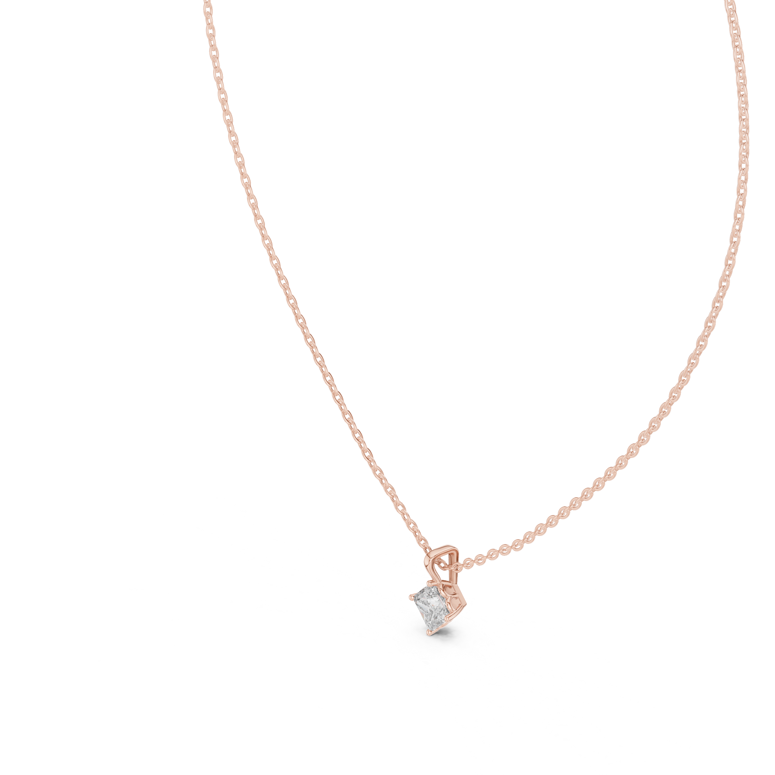 Minimal princess cut solitaire diamond pendant in gold with lab grown diamond by Signora Jewels