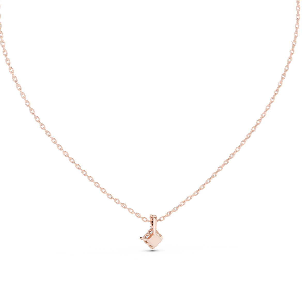 Minimal princess cut solitaire diamond pendant in gold with lab grown diamond by Signora Jewels