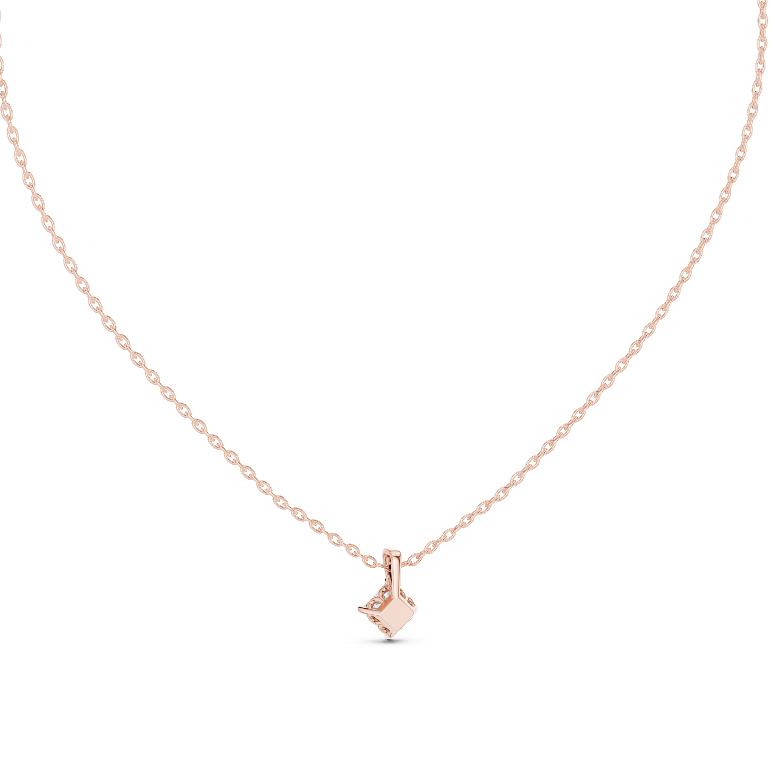 Minimal princess cut solitaire diamond pendant in gold with lab grown diamond by Signora Jewels