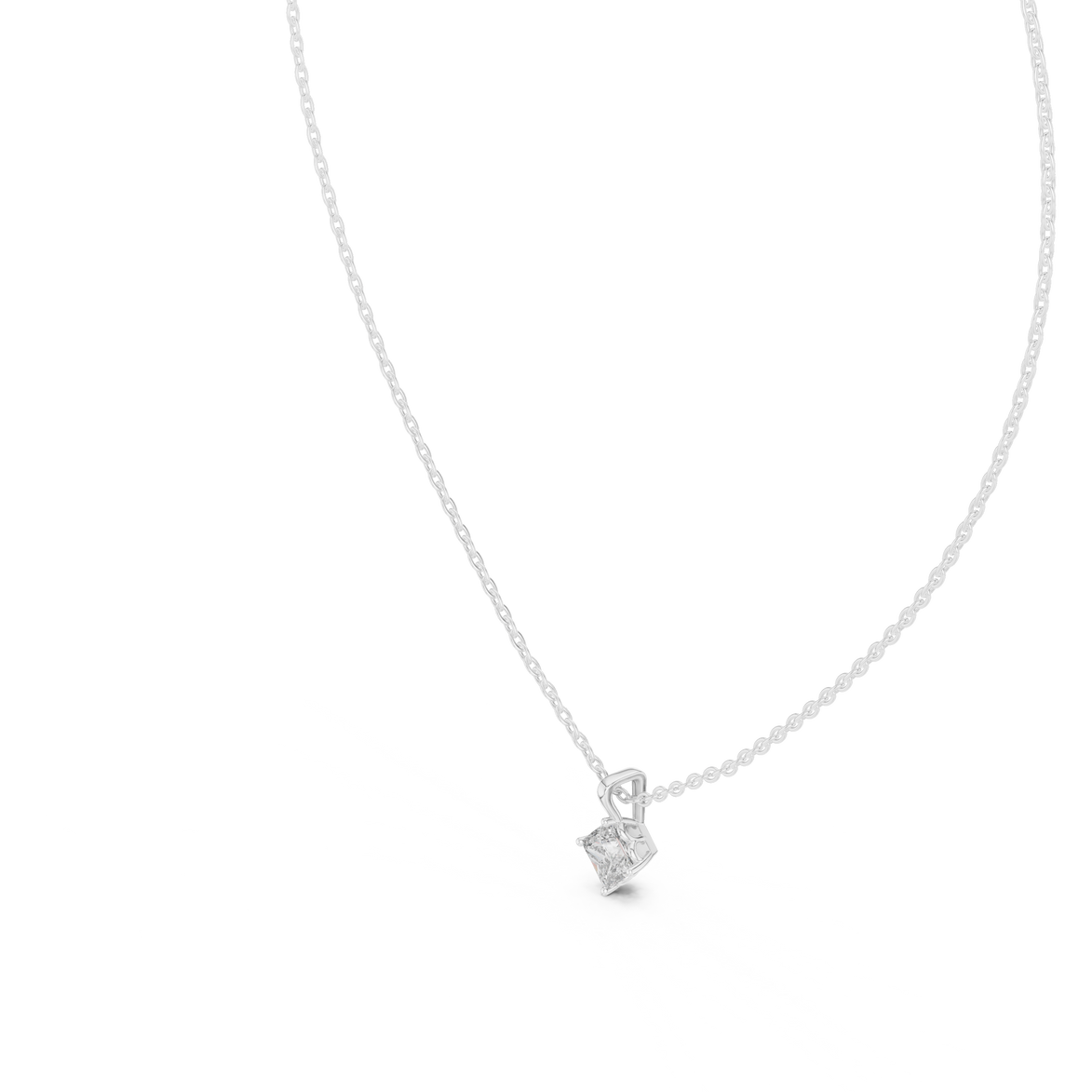 Minimal princess cut solitaire diamond pendant in gold with lab grown diamond by Signora Jewels