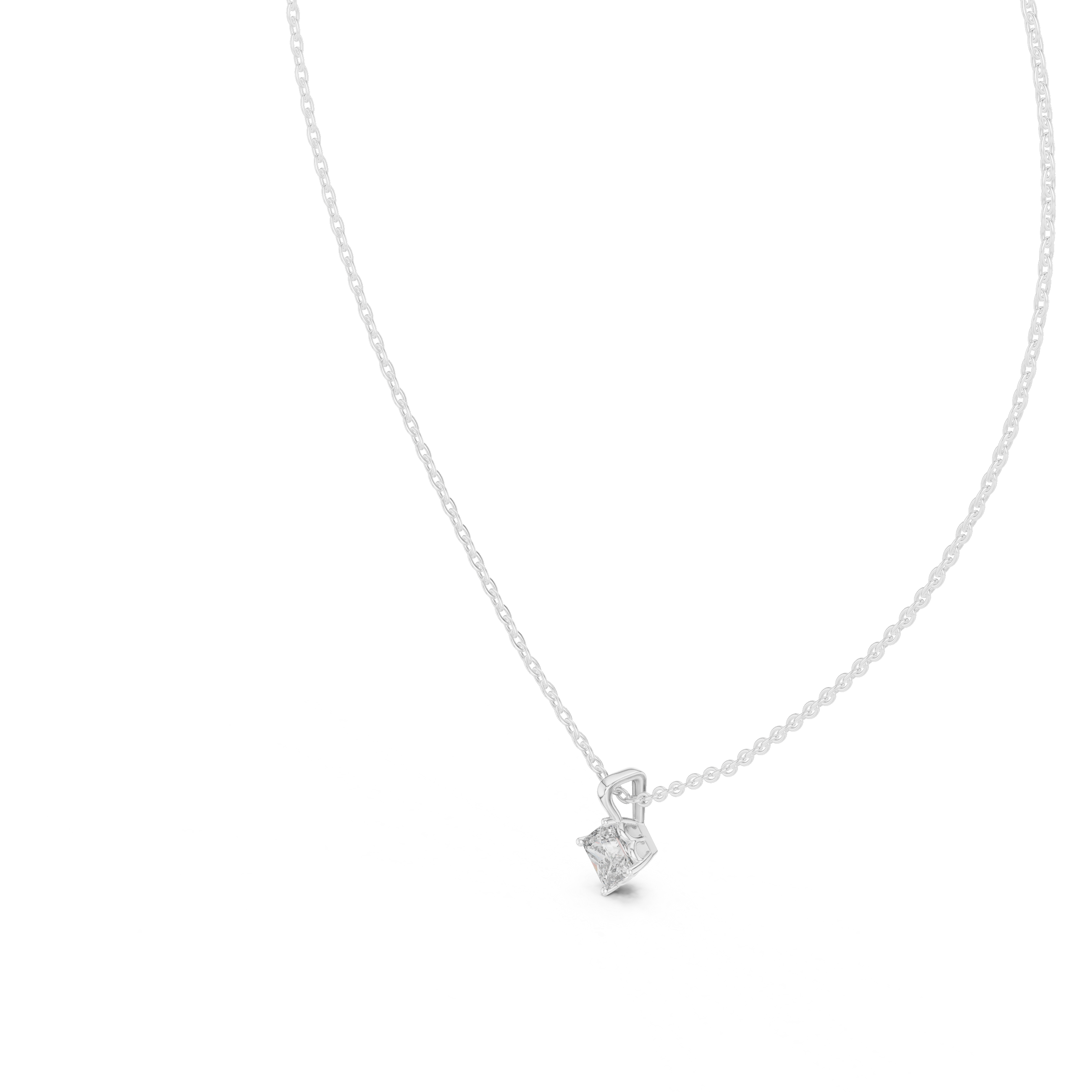 Minimal princess cut solitaire diamond pendant in gold with lab grown diamond by Signora Jewels