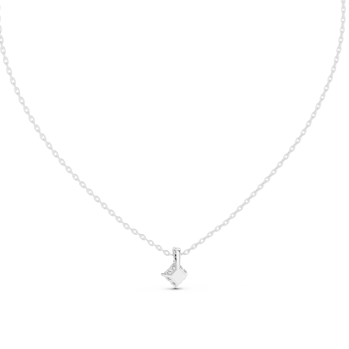 Minimal princess cut solitaire diamond pendant in gold with lab grown diamond by Signora Jewels