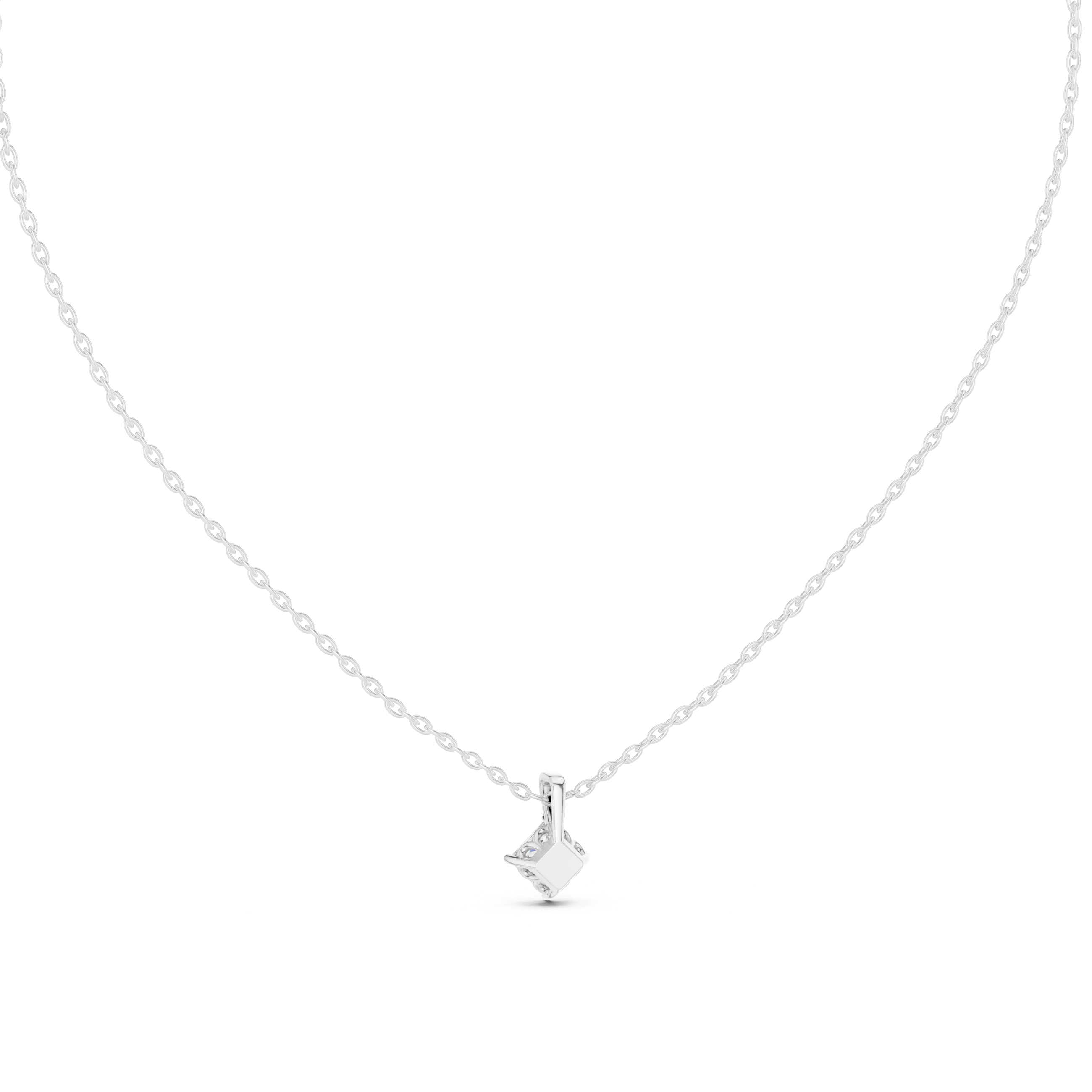 Minimal princess cut solitaire diamond pendant in gold with lab grown diamond by Signora Jewels