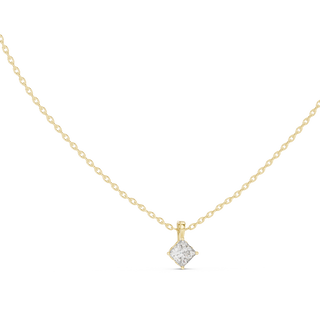 Princess lab grown diamond solitaire pendant in Yellow Gold