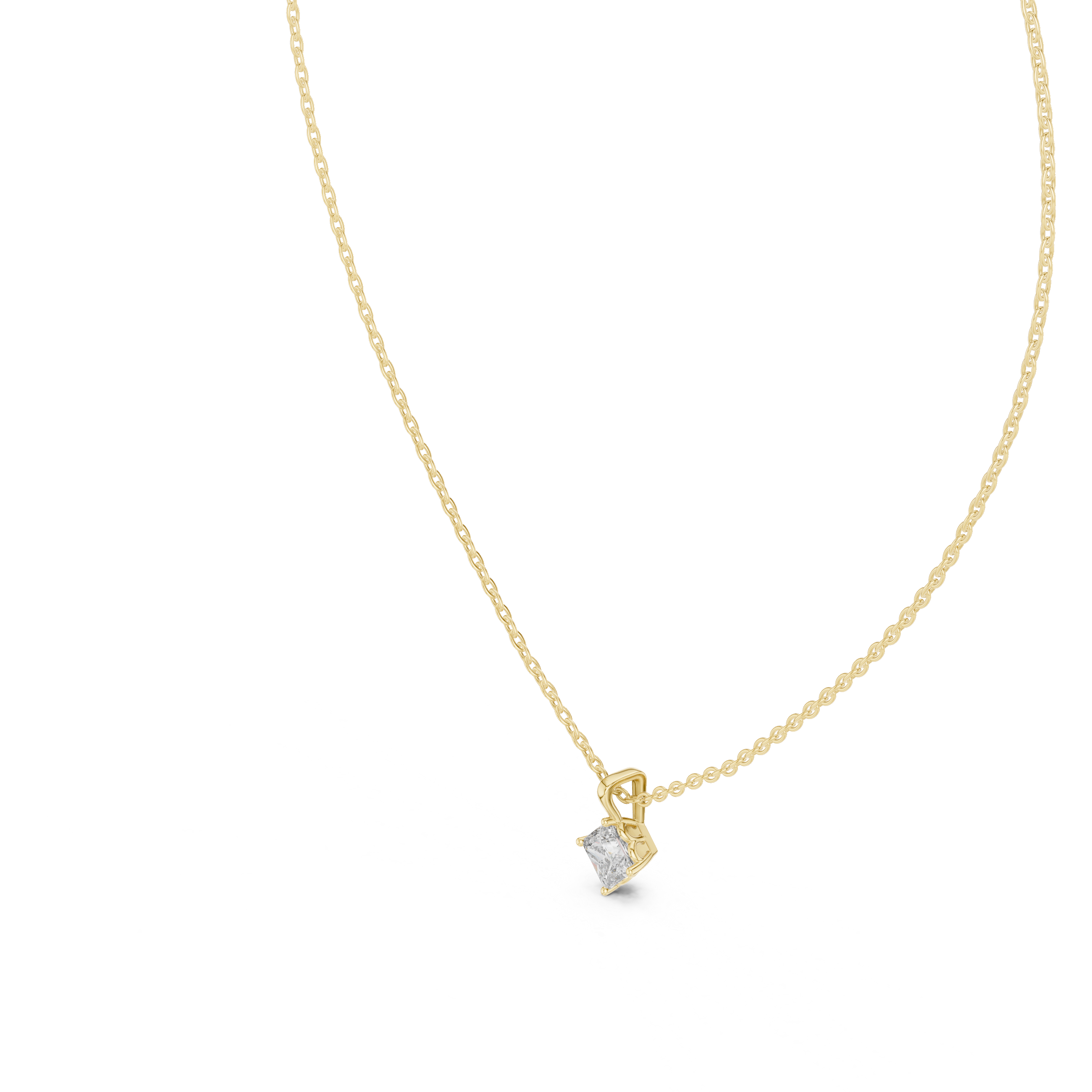 Minimal princess cut solitaire diamond pendant in gold with lab grown diamond by Signora Jewels