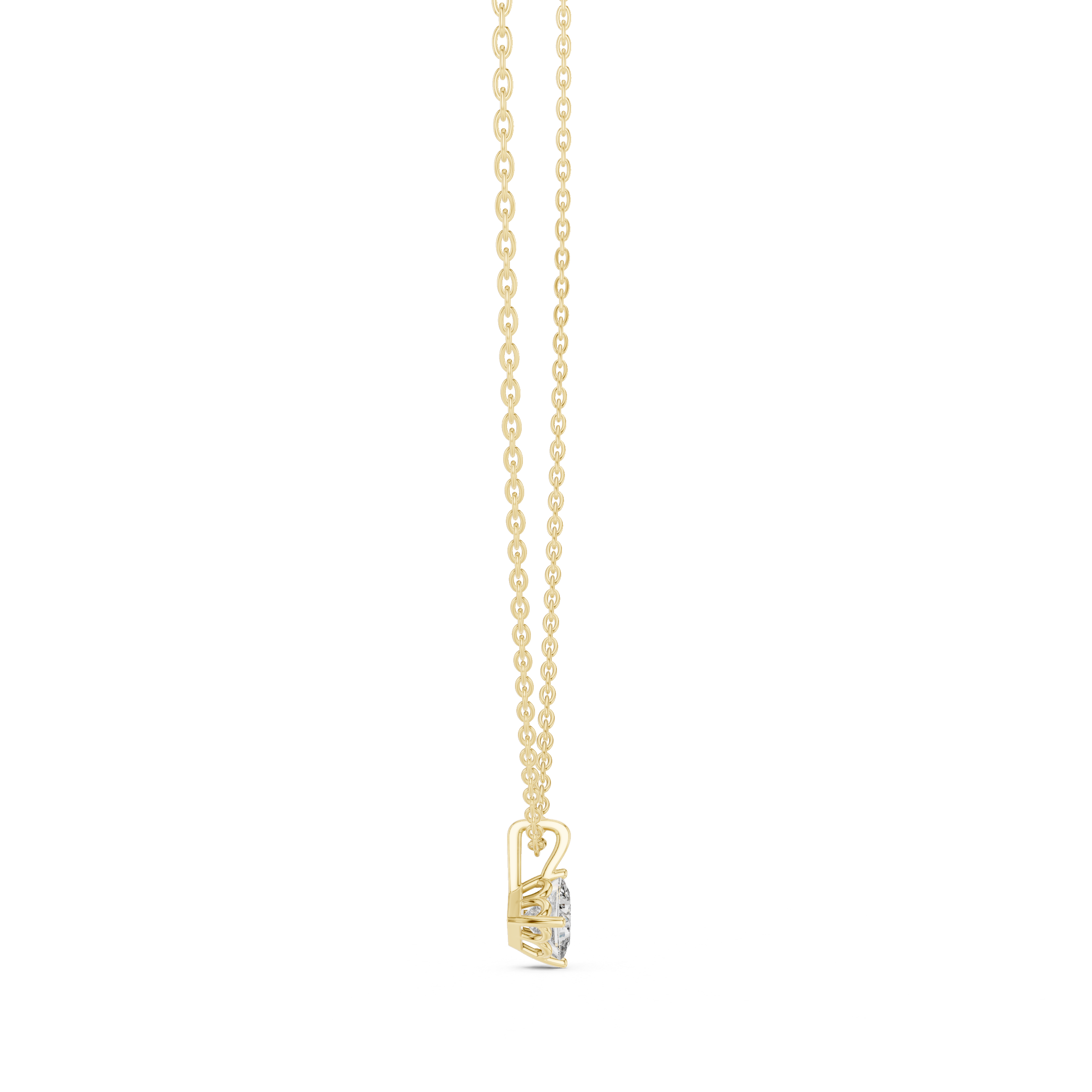 Minimal princess cut solitaire diamond pendant in gold with lab grown diamond by Signora Jewels