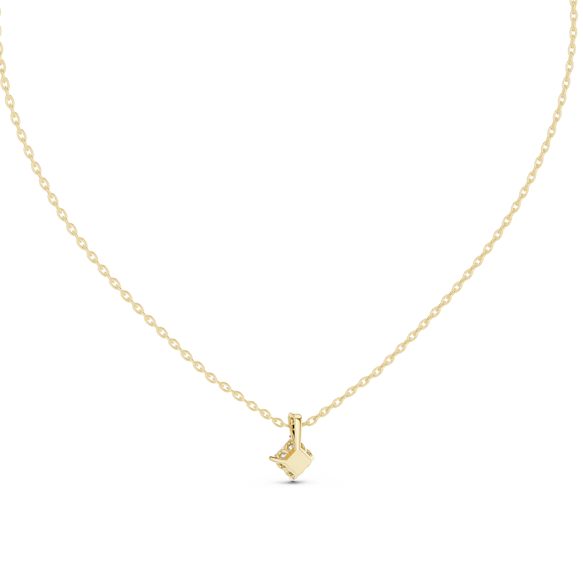 Minimal princess cut solitaire diamond pendant in gold with lab grown diamond by Signora Jewels