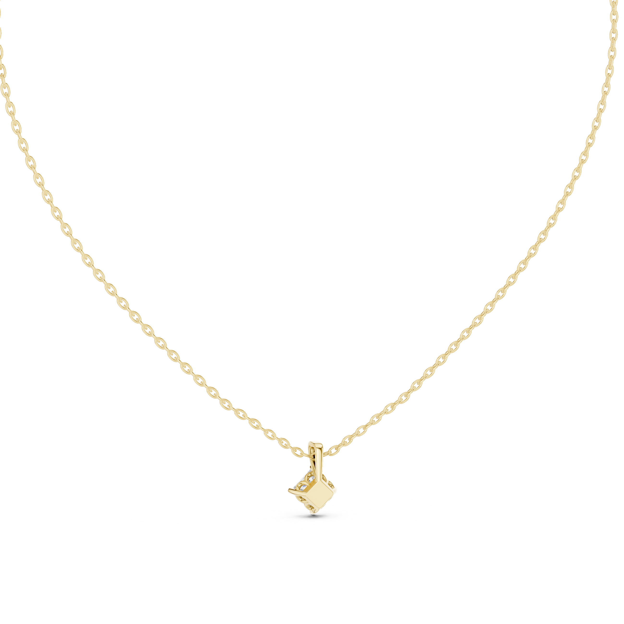Minimal princess cut solitaire diamond pendant in gold with lab grown diamond by Signora Jewels