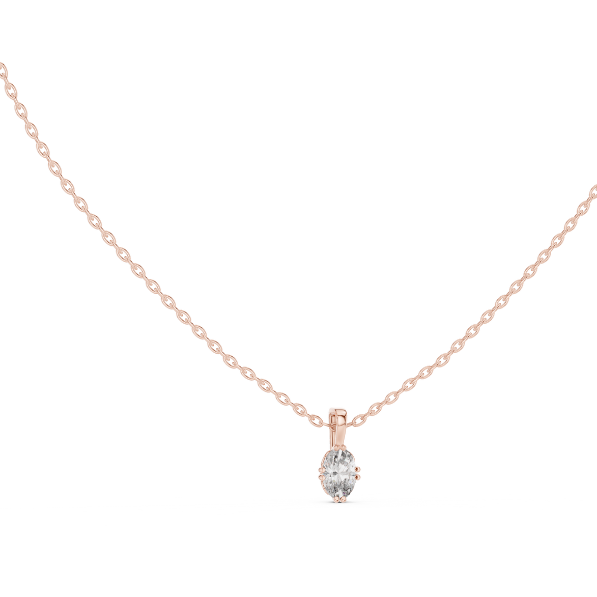 Minimal oval cut solitaire diamond pendant in gold with lab grown diamond by Signora Jewels