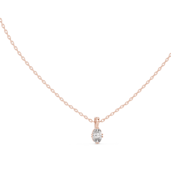 oval lab grown diamond timeless solitaire pendant in rose gold